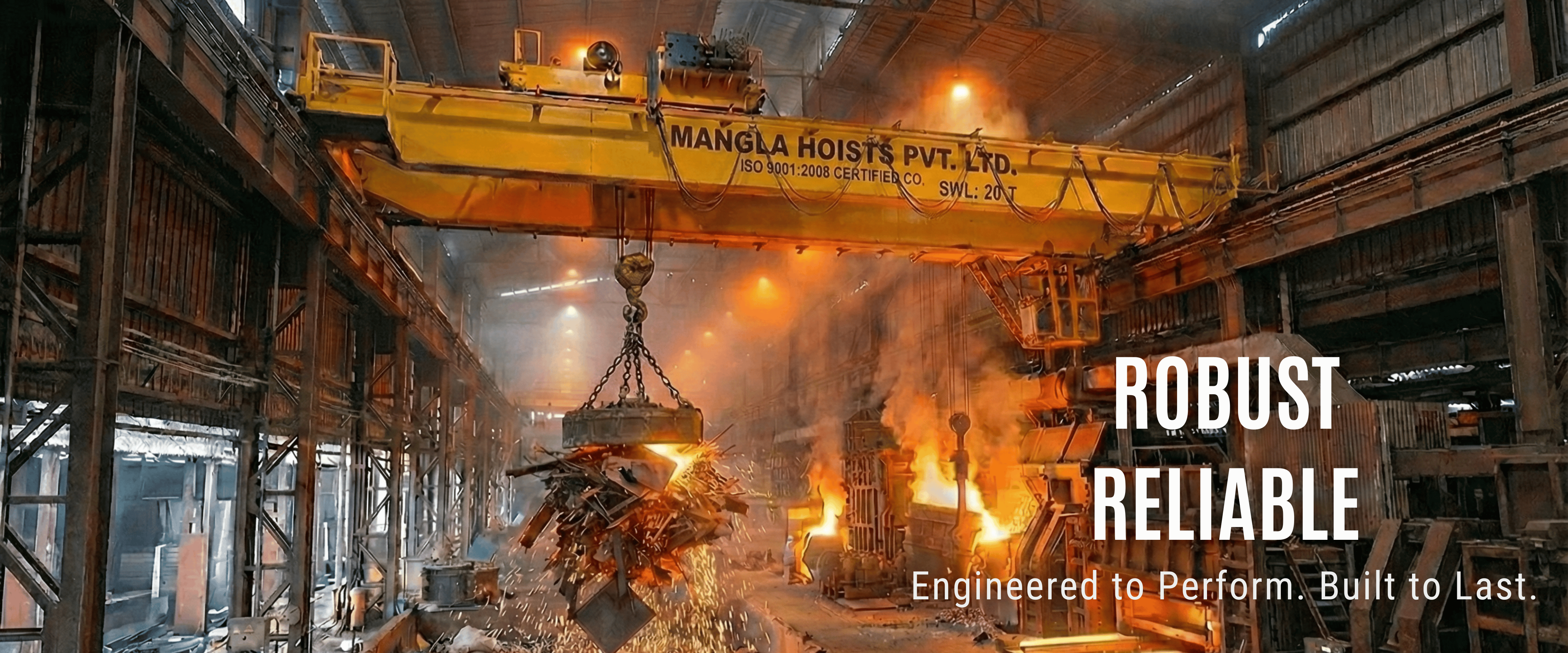 Mangla Hoists home banner, offering advanced lifting solutions since 1973